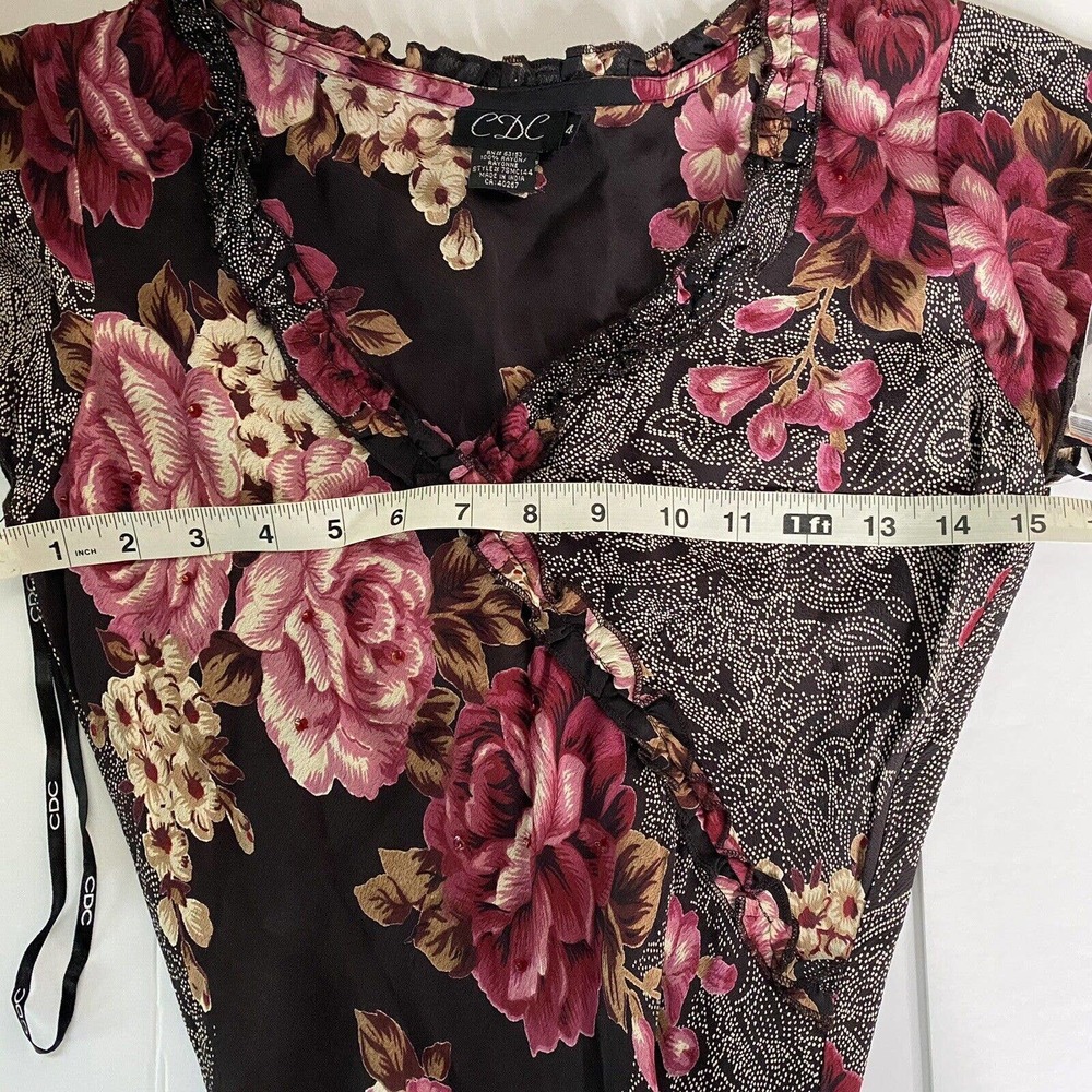 CDC Rampage Jr Sz 4 Fit & Flare Midi Dress Pink Floral Flutter Sleeve V Neck - Picture 8 of 11